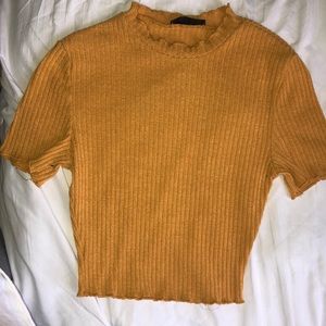 Ribbed mock neck top